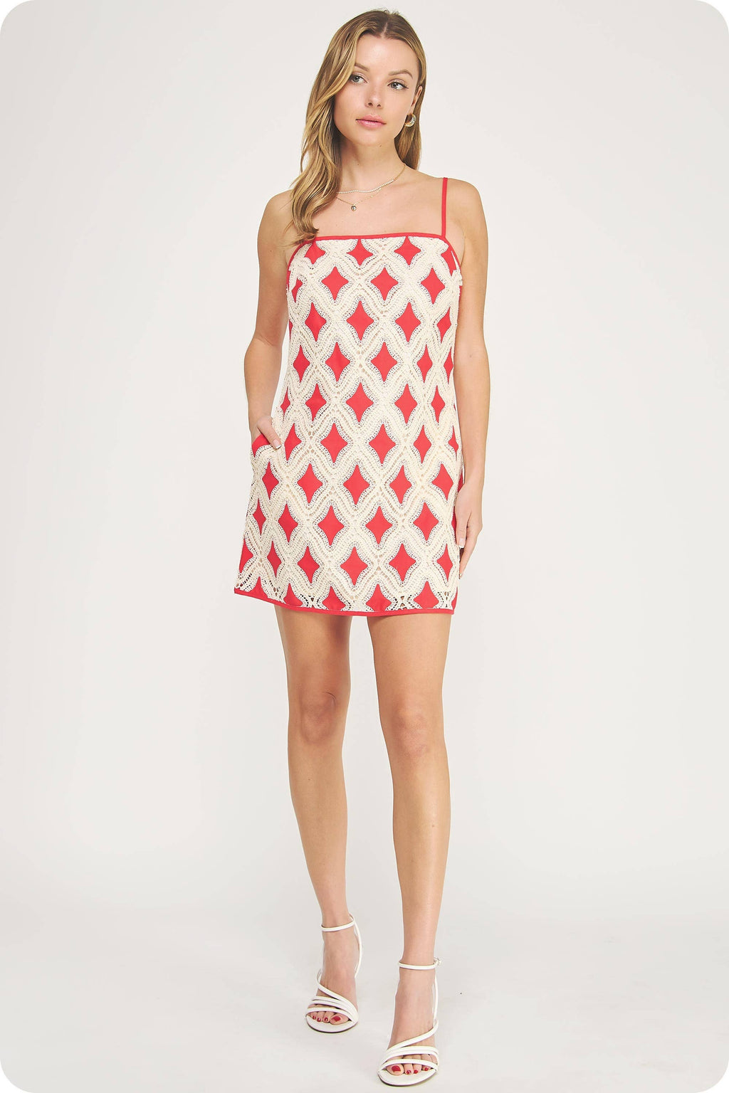 Strut & Bolt - Contrast Diamond Crochet Mini Dress