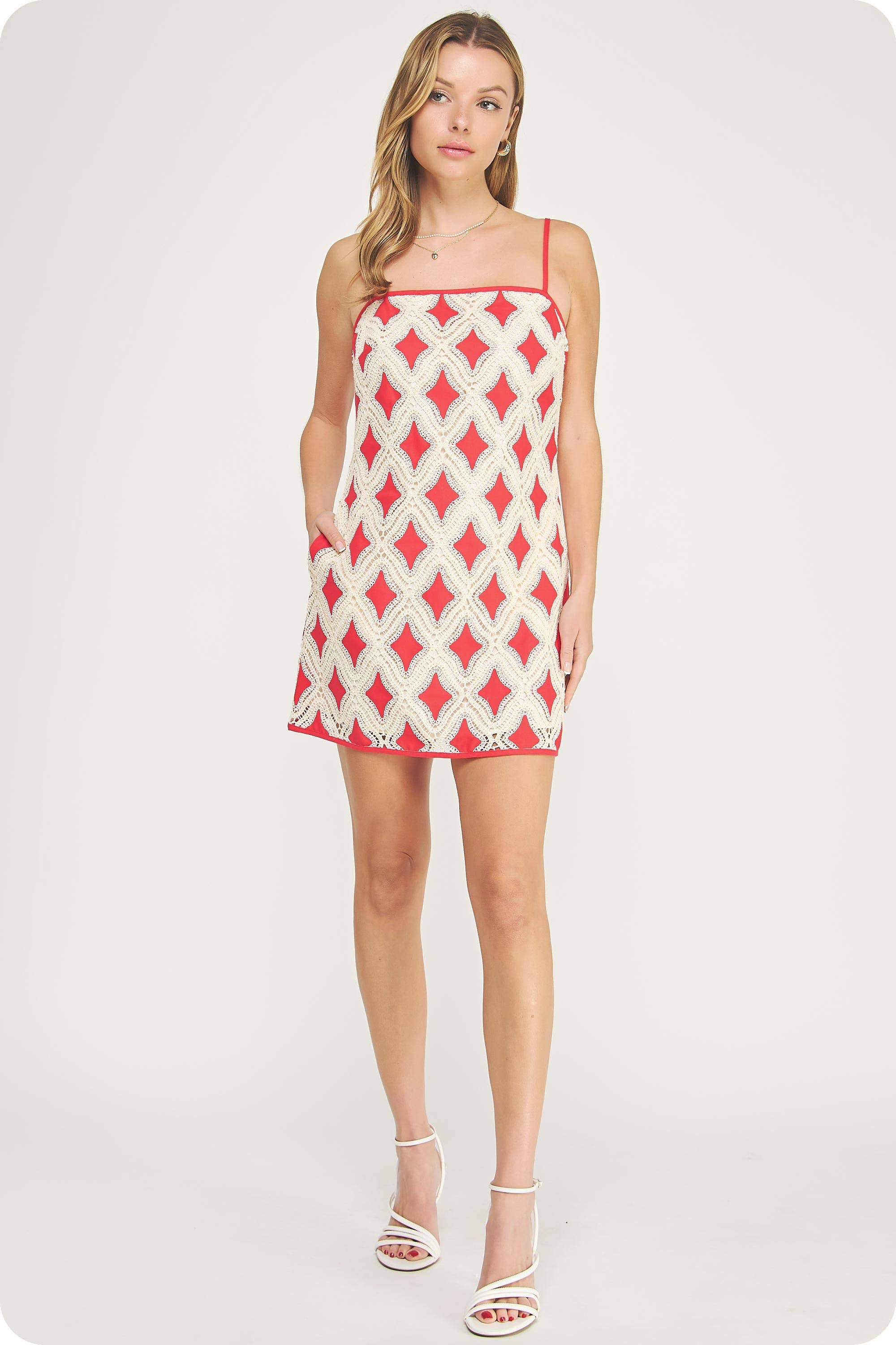 Strut & Bolt - Contrast Diamond Crochet Mini Dress