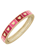 Checkered Enamel Hearts Hinge Bangle