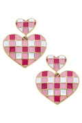 Livy Gingham Heart Earrings