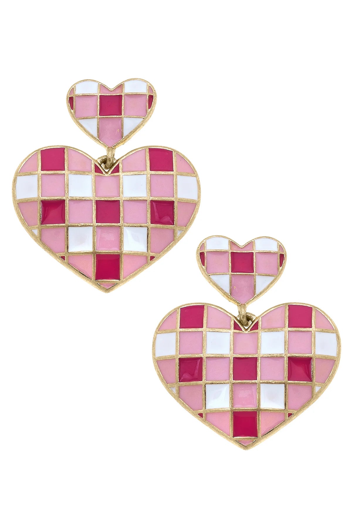 Livy Gingham Heart Earrings
