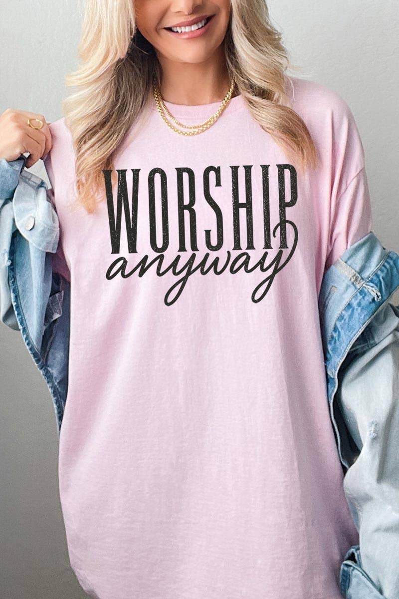 COLORBEAR - Worship Anyway Graphic Heavy Cotton Tee