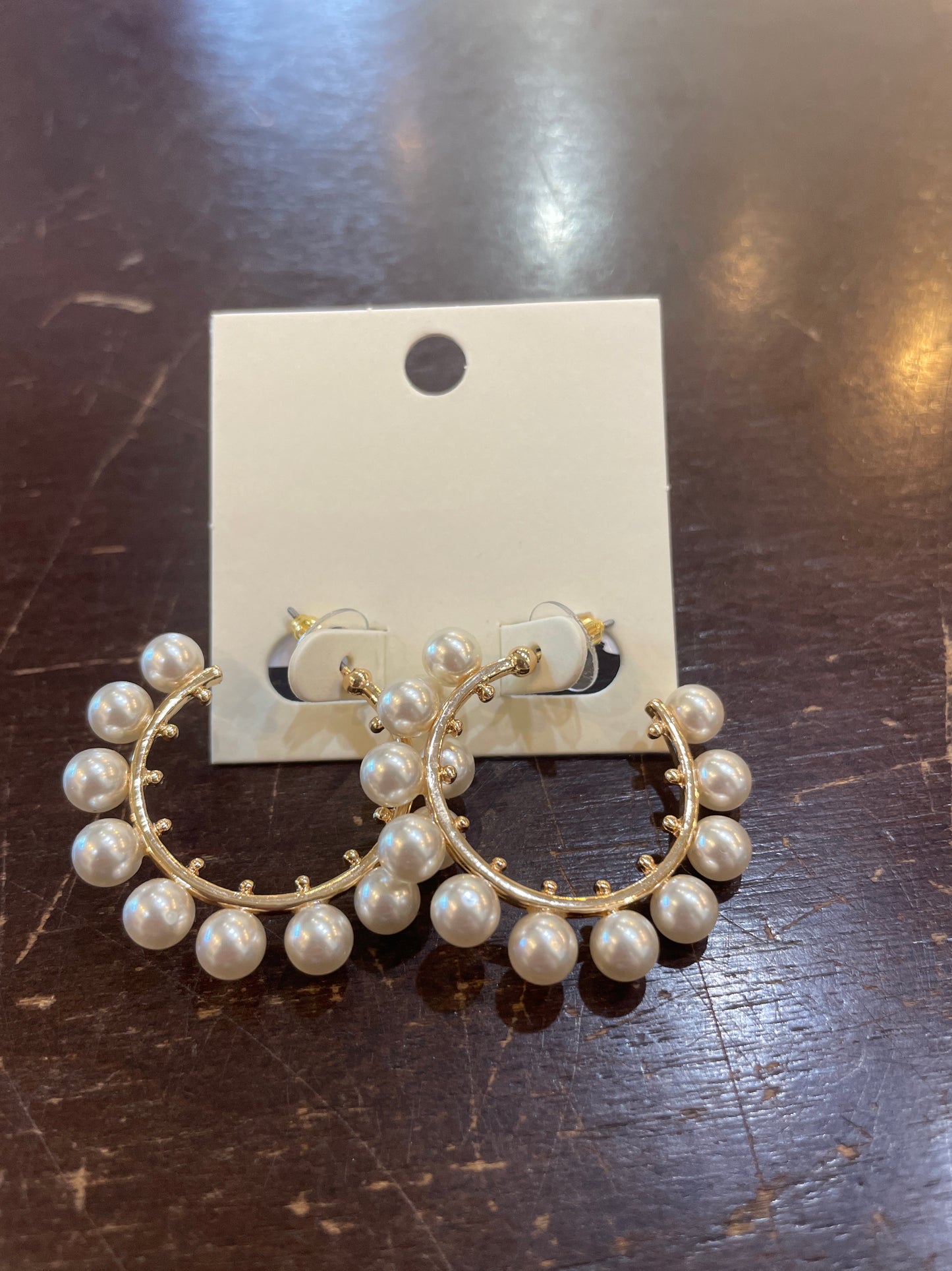 Pearl Station Hoop Earrings