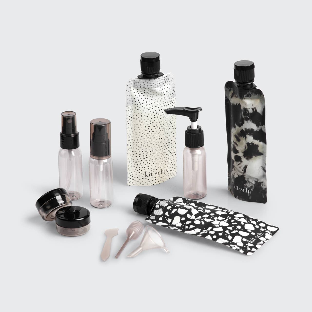 KITSCH - Refillable Ultimate Travel 11pc Set - Black & Ivory