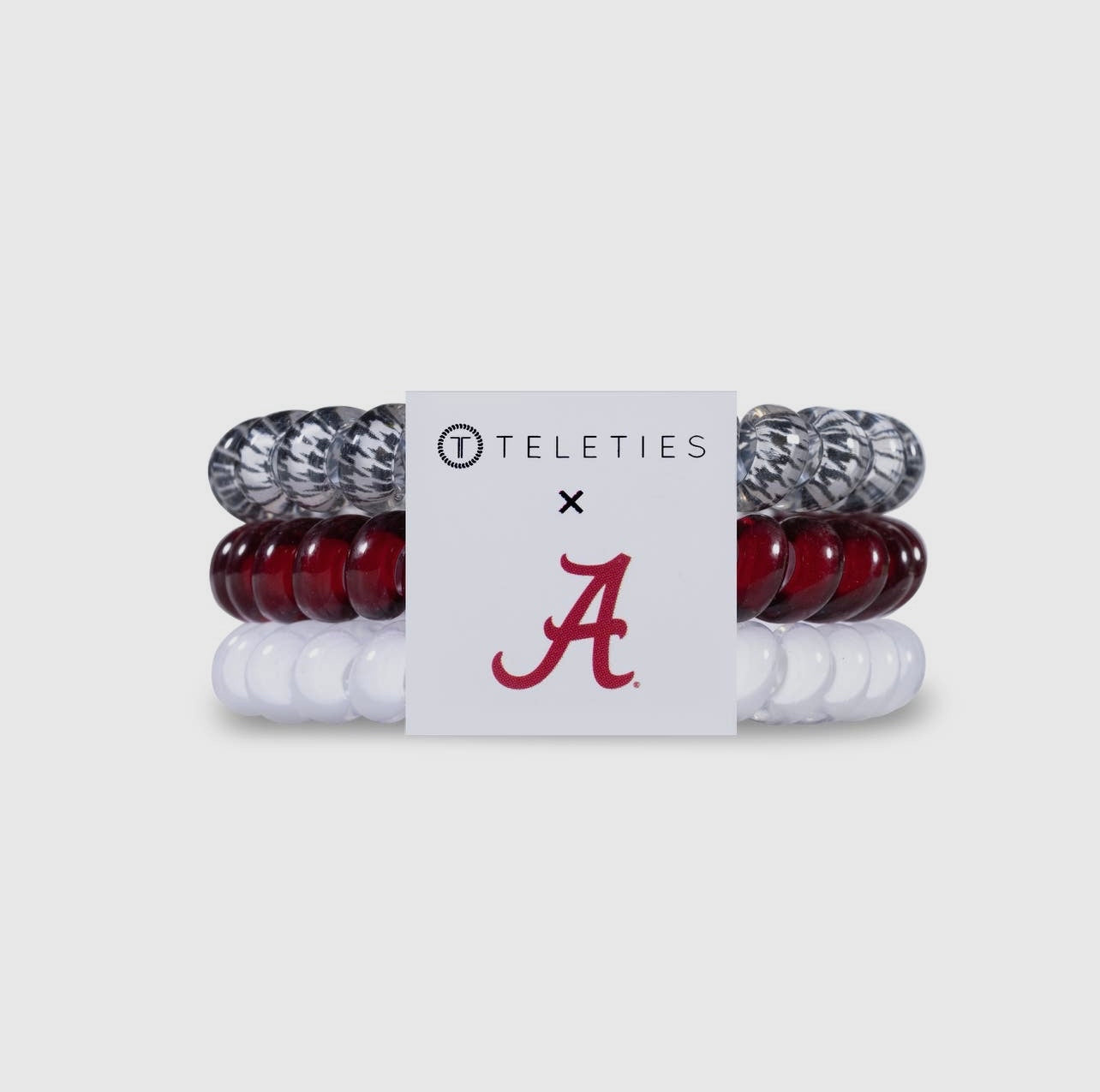 3-pack of University of Alabama Collegiate Teleties with crimson and black.