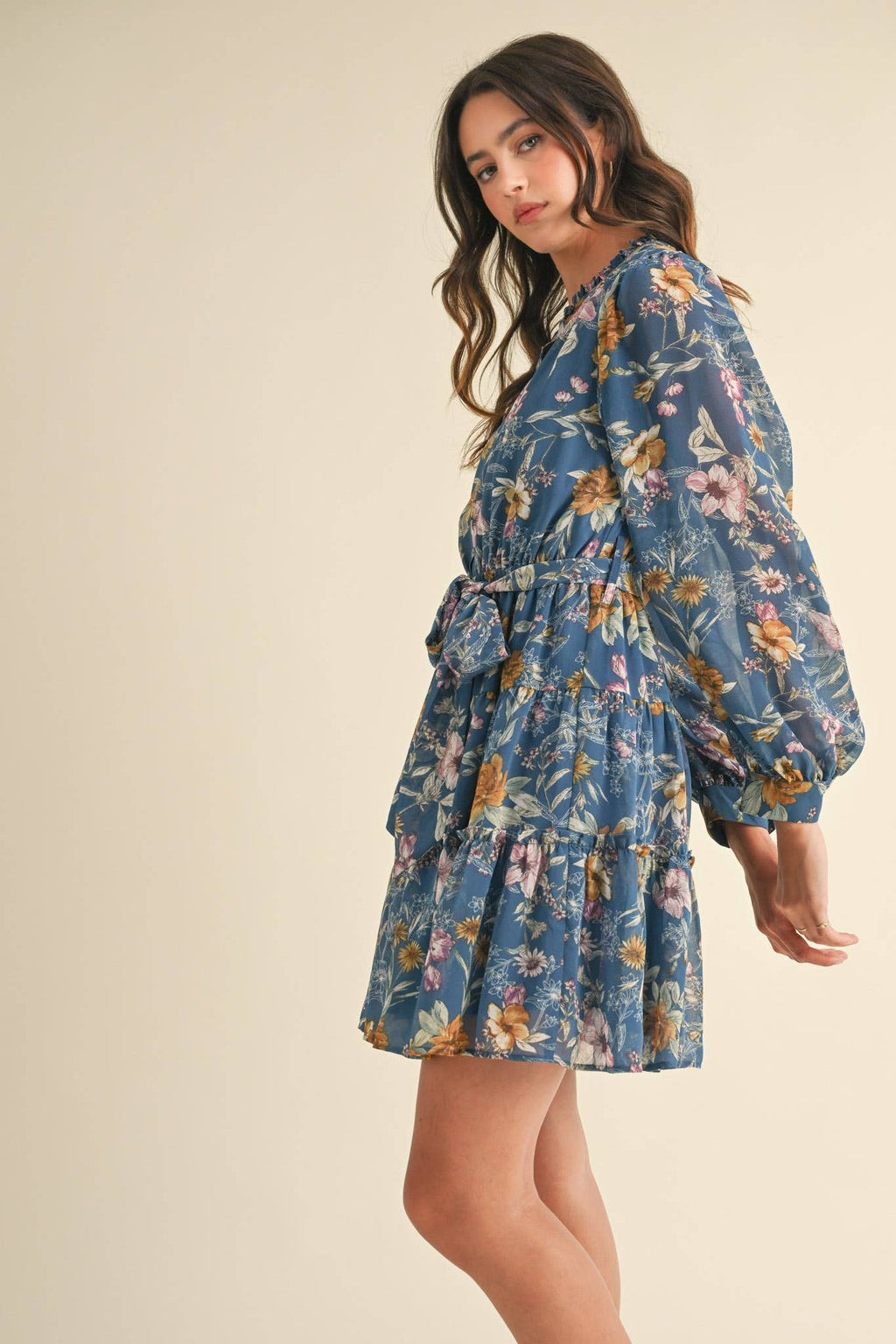 EXCLUSIVE PRINT PUFF SLEEVE BUTTON DOWN MINI DRESS