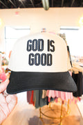 C.C GOD IS GOOD Embroidered Letter Two Tone Trucker Hat
