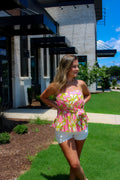 Strapless Peplum Tie Top