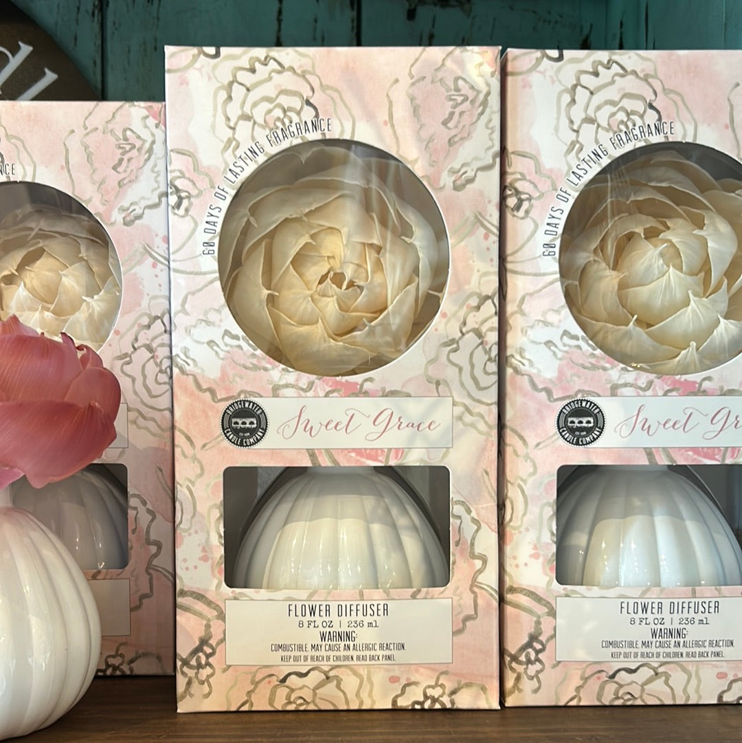 Packaged Fragrance-Filled Glass Vase & Sola Flower Diffuser.