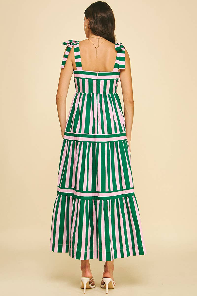 PINCH - MULTI COLOR STRIPED TIERED MAXI DRESS - 5679DA