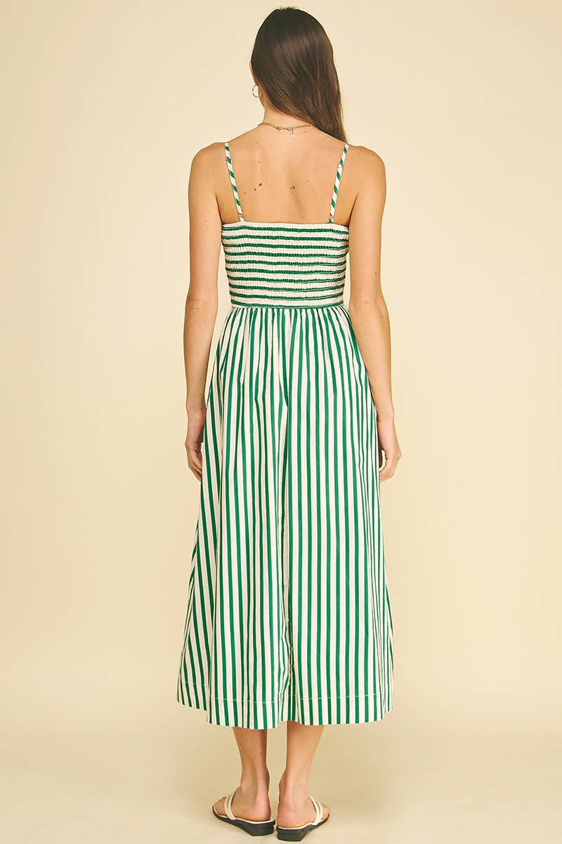 PINCH - STRIPED RUCHED DETAIL MIDI DRESS - 6201DA