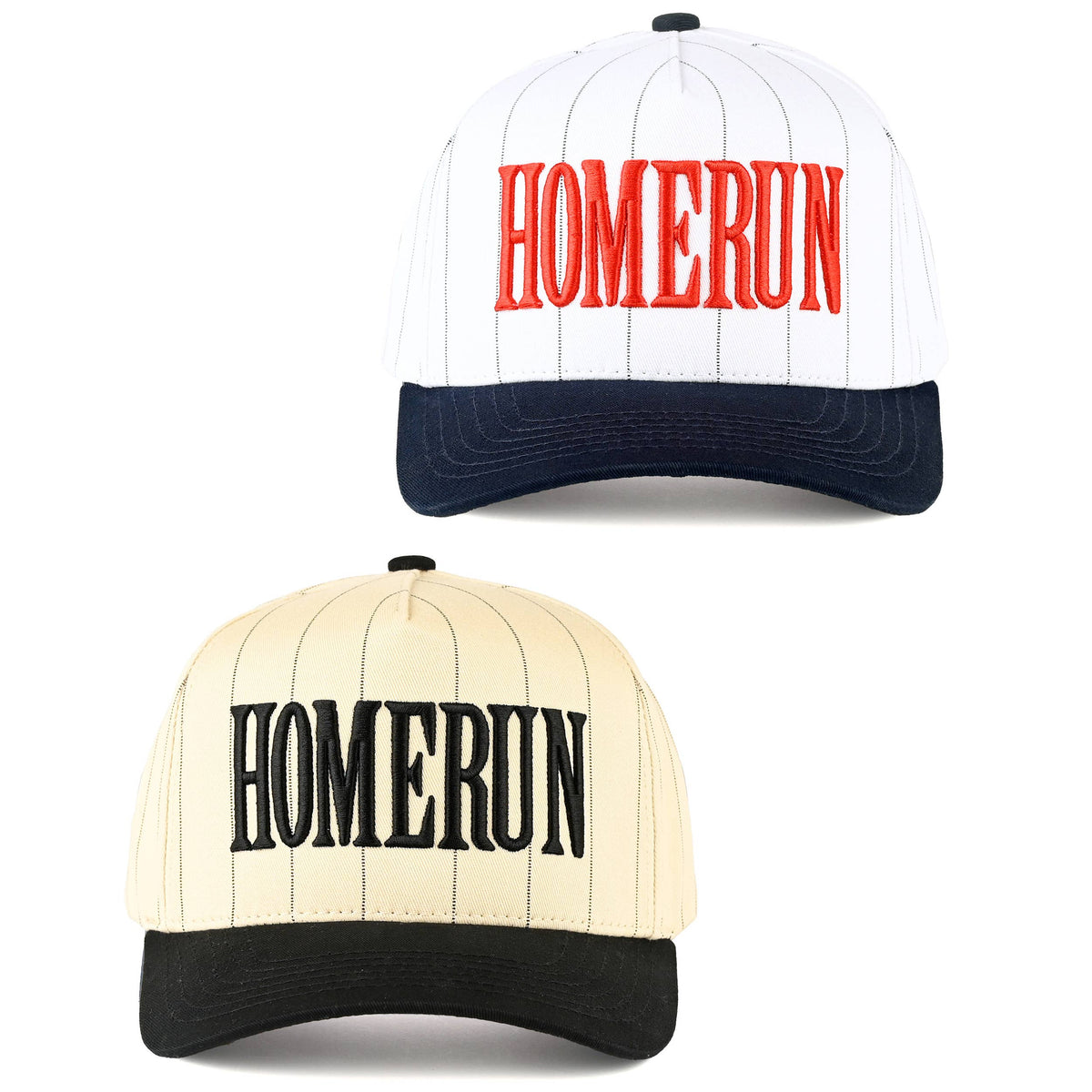 Hana - C.C HOME RUN Letter Stripe Two Tone Trucker Cap
