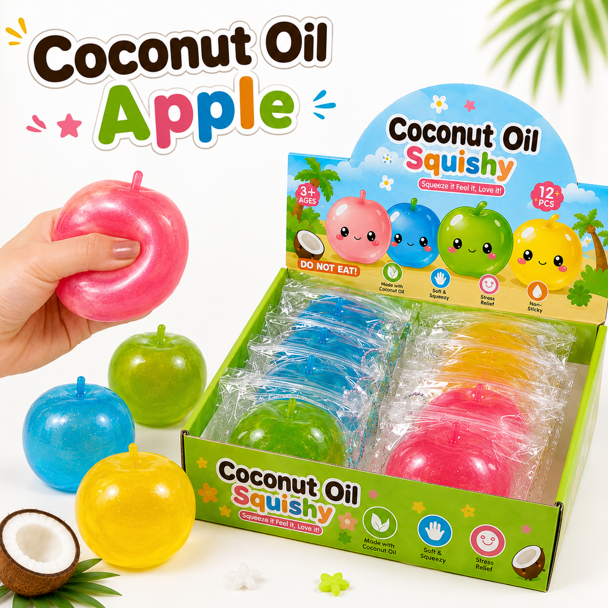 GS Wholesale (Formerly Known as Gypsy Soul) - Coconut Oil Squishy Apple Squeeze Toy — Stretchy Stress Ball