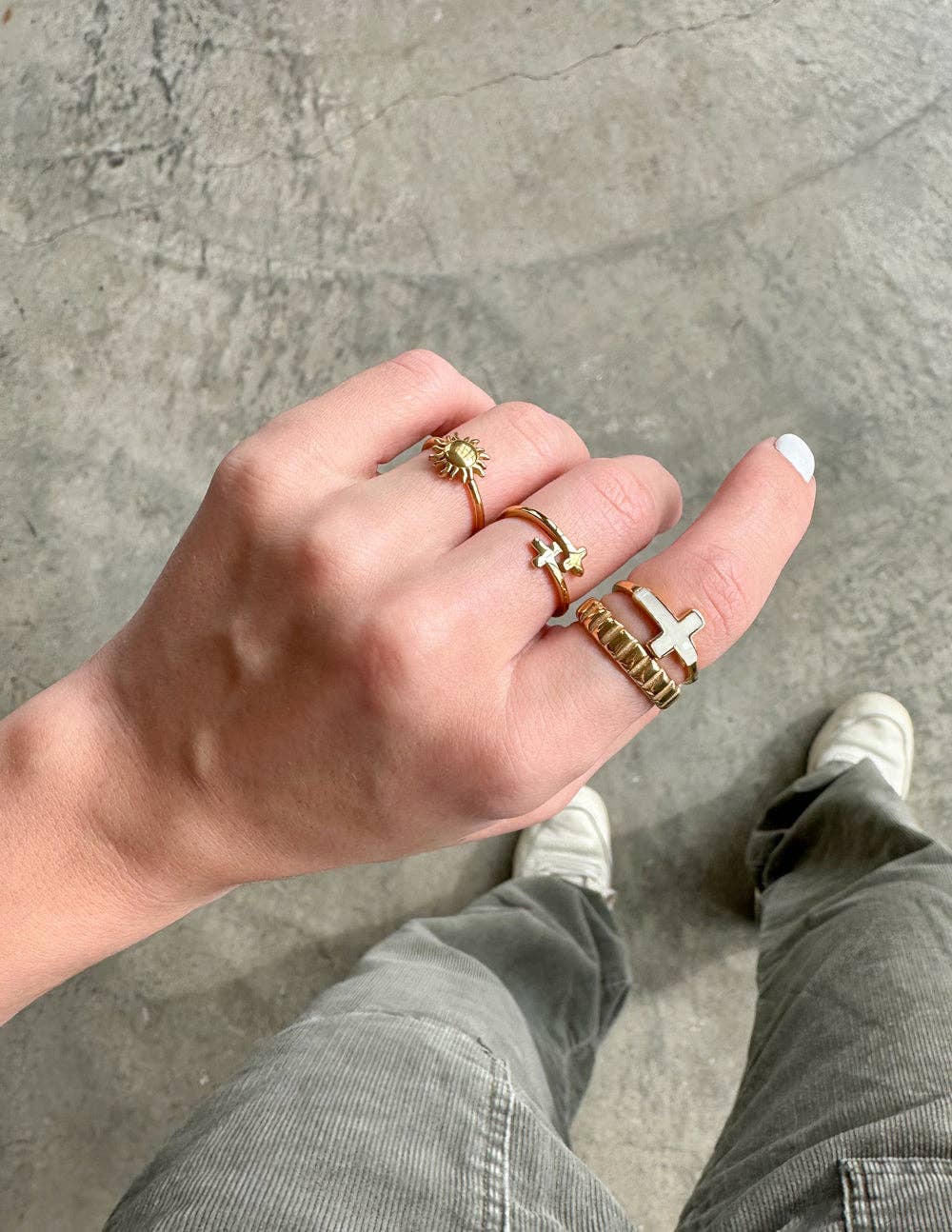Elevated Faith - Gold Wrapped Cross Ring