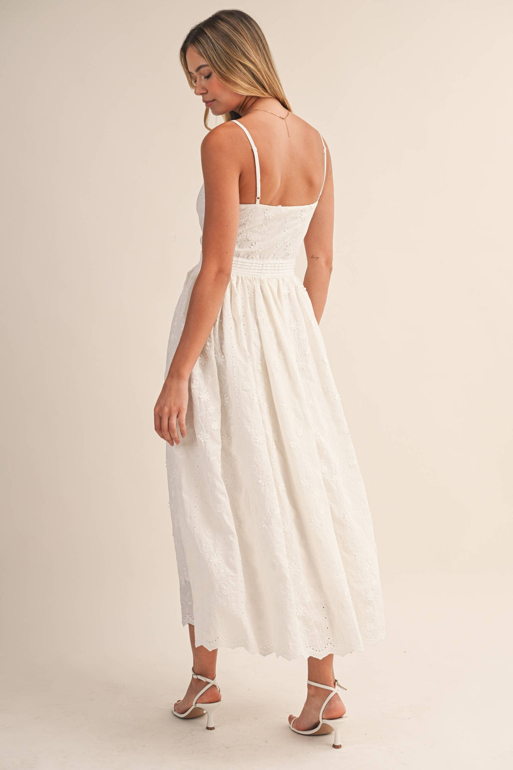 Klesis - ID9523 3D FLORAL DETAILED LACE MIDI DRESS