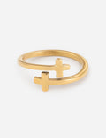 Elevated Faith - Gold Wrapped Cross Ring