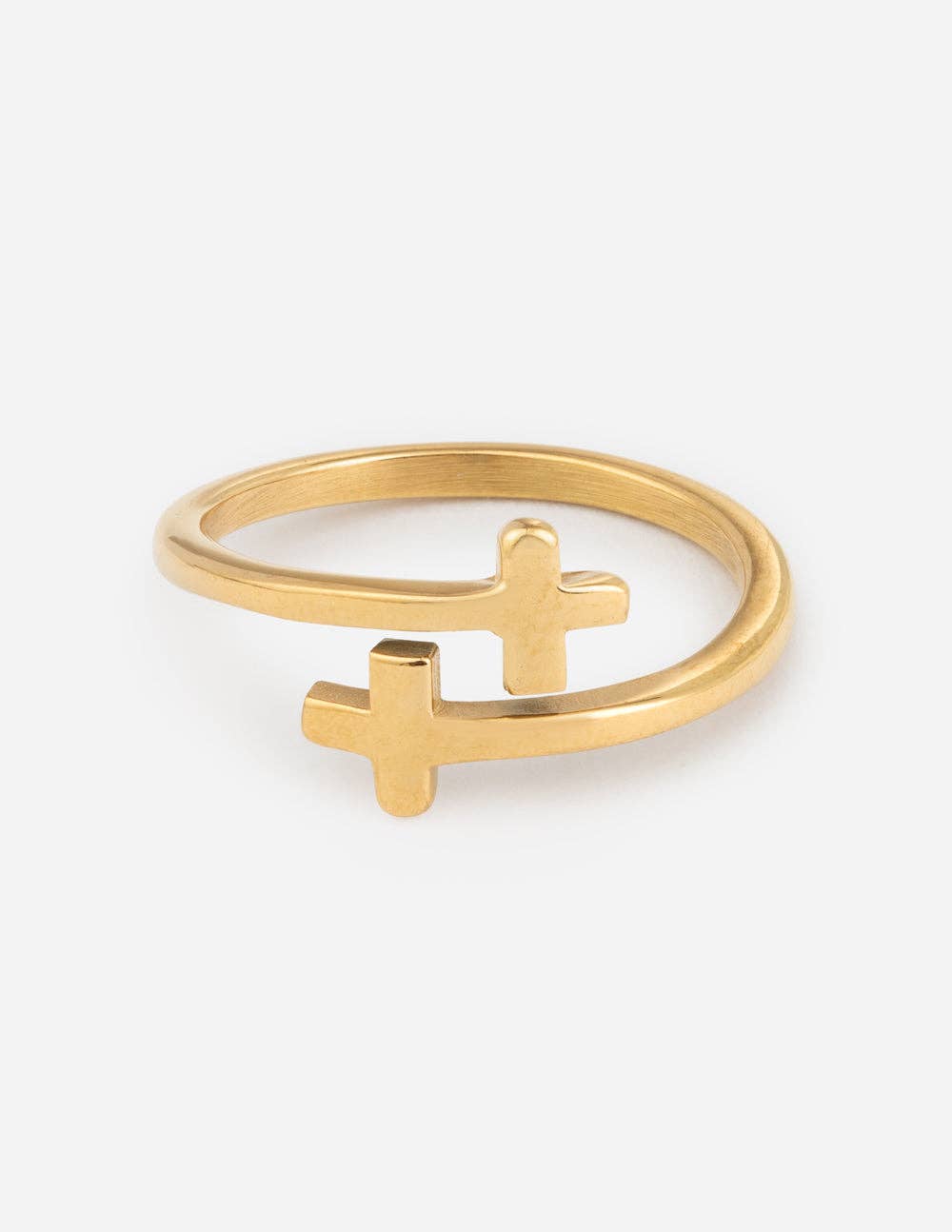 Elevated Faith - Gold Wrapped Cross Ring