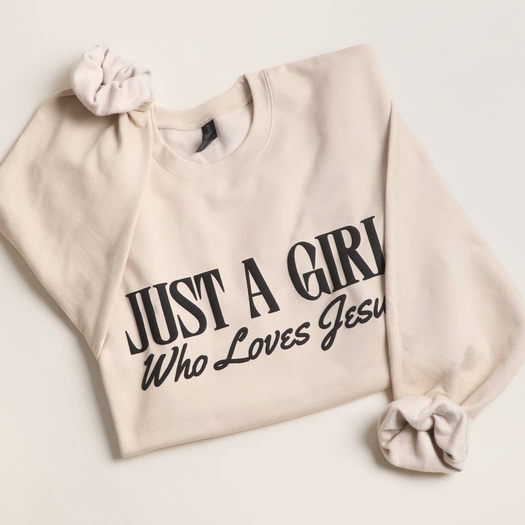 Fashion City - JUST A GIRL WHO LOVES JESUS PUFF MIDWEIGHT Sweatshirt