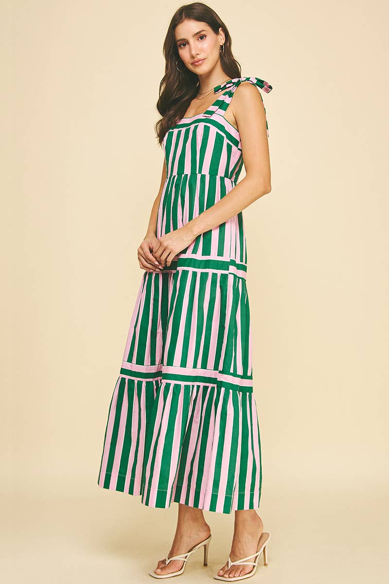 PINCH - MULTI COLOR STRIPED TIERED MAXI DRESS - 5679DA