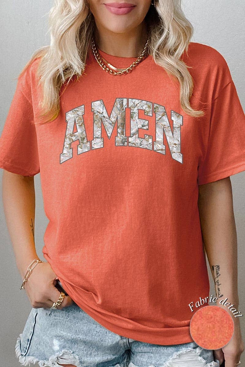 COLORBEAR - Amen Camo Wood Graphic Heavy Cotton Tee