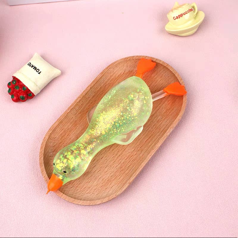 Sparkling Extras - Cute Goose Duck Glitter Squishy Squeeze Toy Fidget Toy