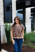Leopard Scallop Hem Sweater