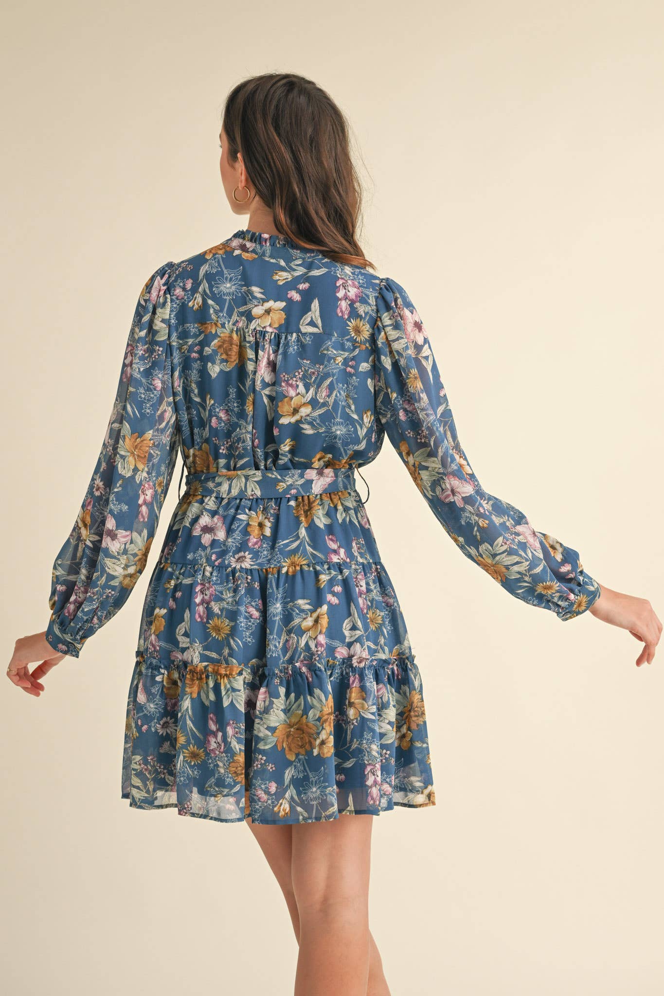 EXCLUSIVE PRINT PUFF SLEEVE BUTTON DOWN MINI DRESS