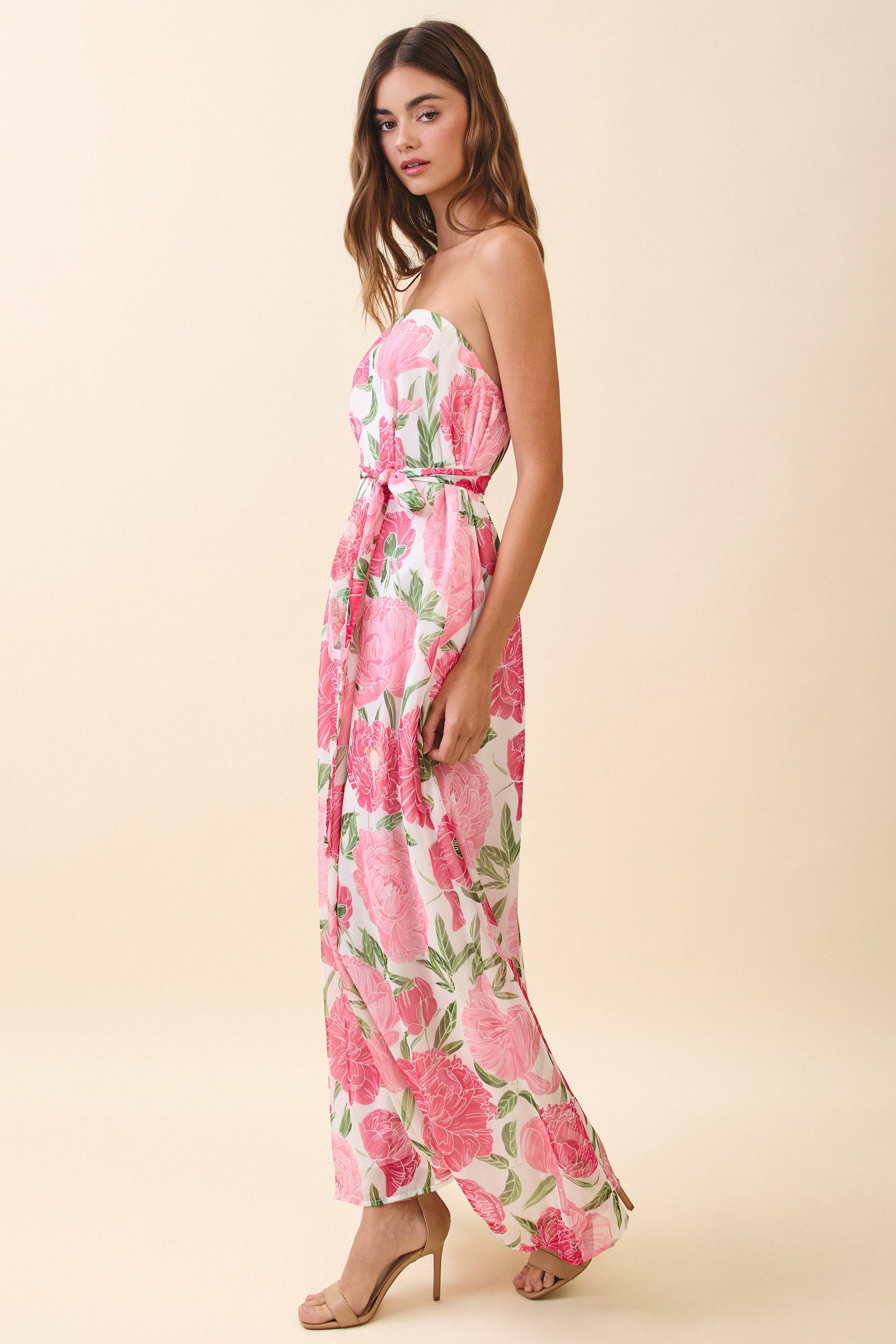 Floral Maxi Dress with Convertible Scarf
