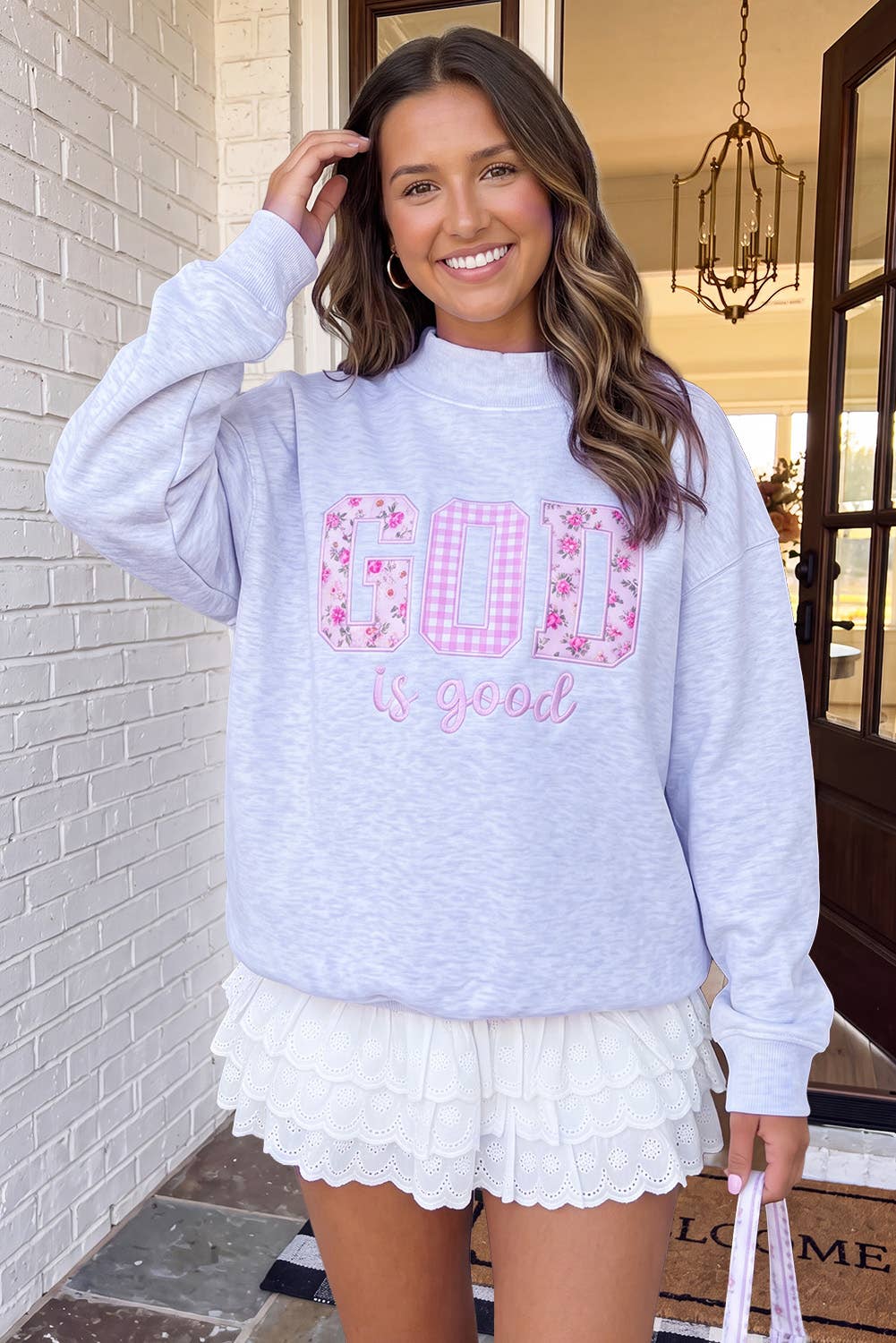 LA Society - LAS Floral GOD IS GOOD Mock Neck Sweatshirt (S-XL)