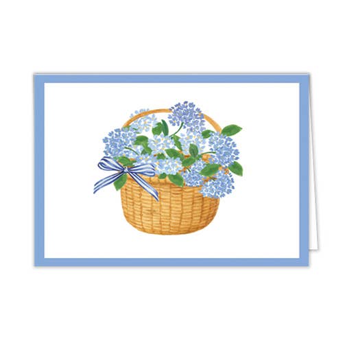 Folded Notecard Set of 10 | Blue Hydrangeas Basket