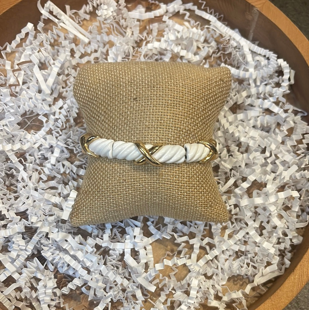White with gold mixed metal bracelet.