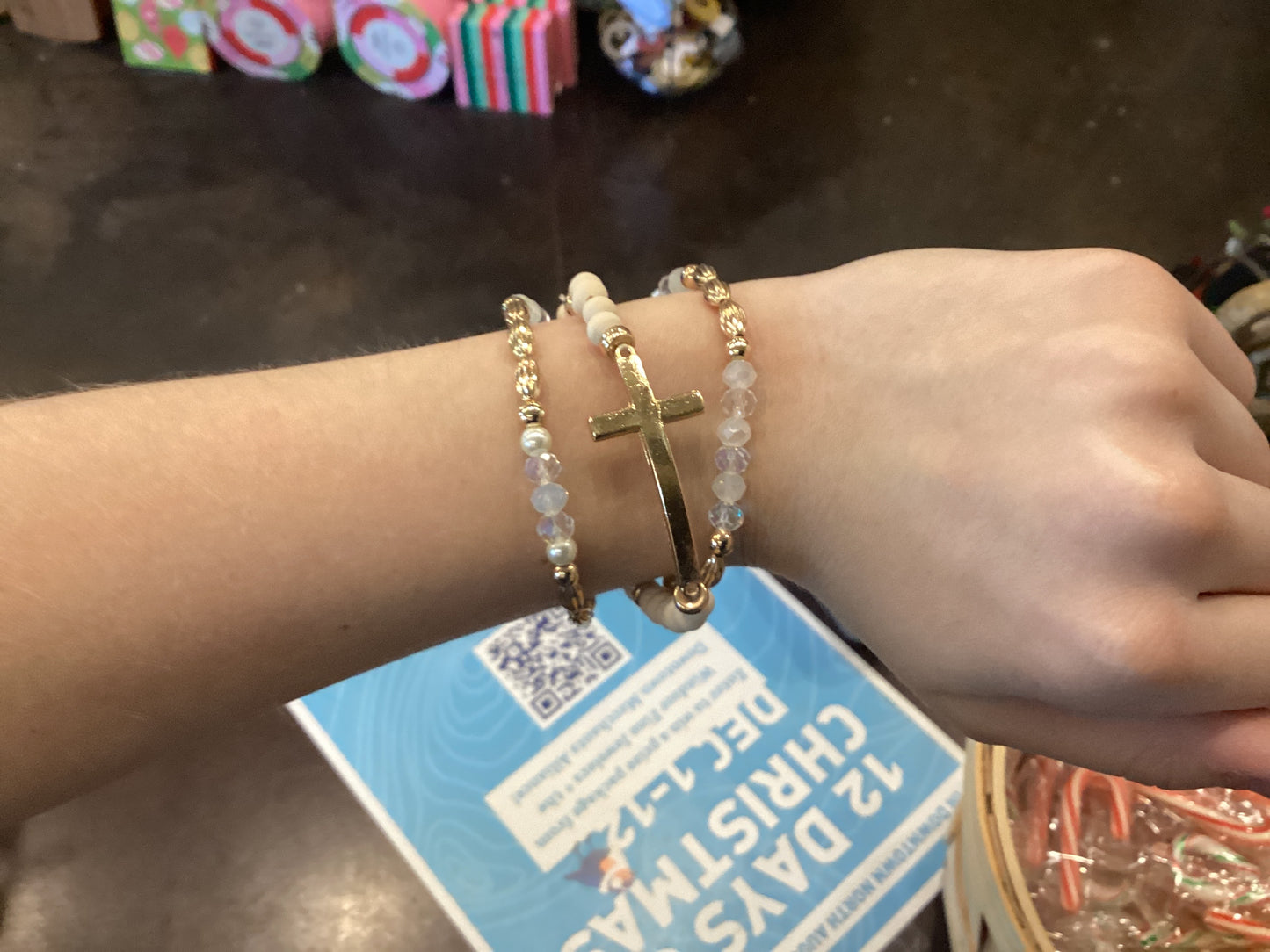 Wood & Bead Cross Layer Bracelet