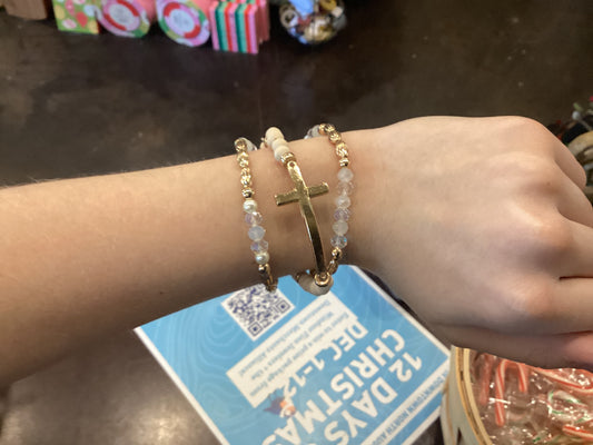 Wood & Bead Cross Layer Bracelet