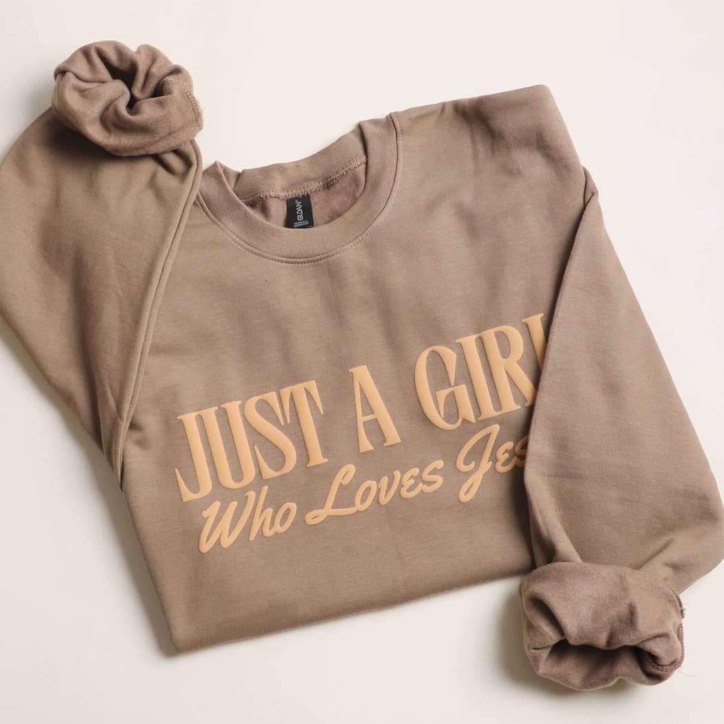 Fashion City - JUST A GIRL WHO LOVES JESUS PUFF MIDWEIGHT Sweatshirt