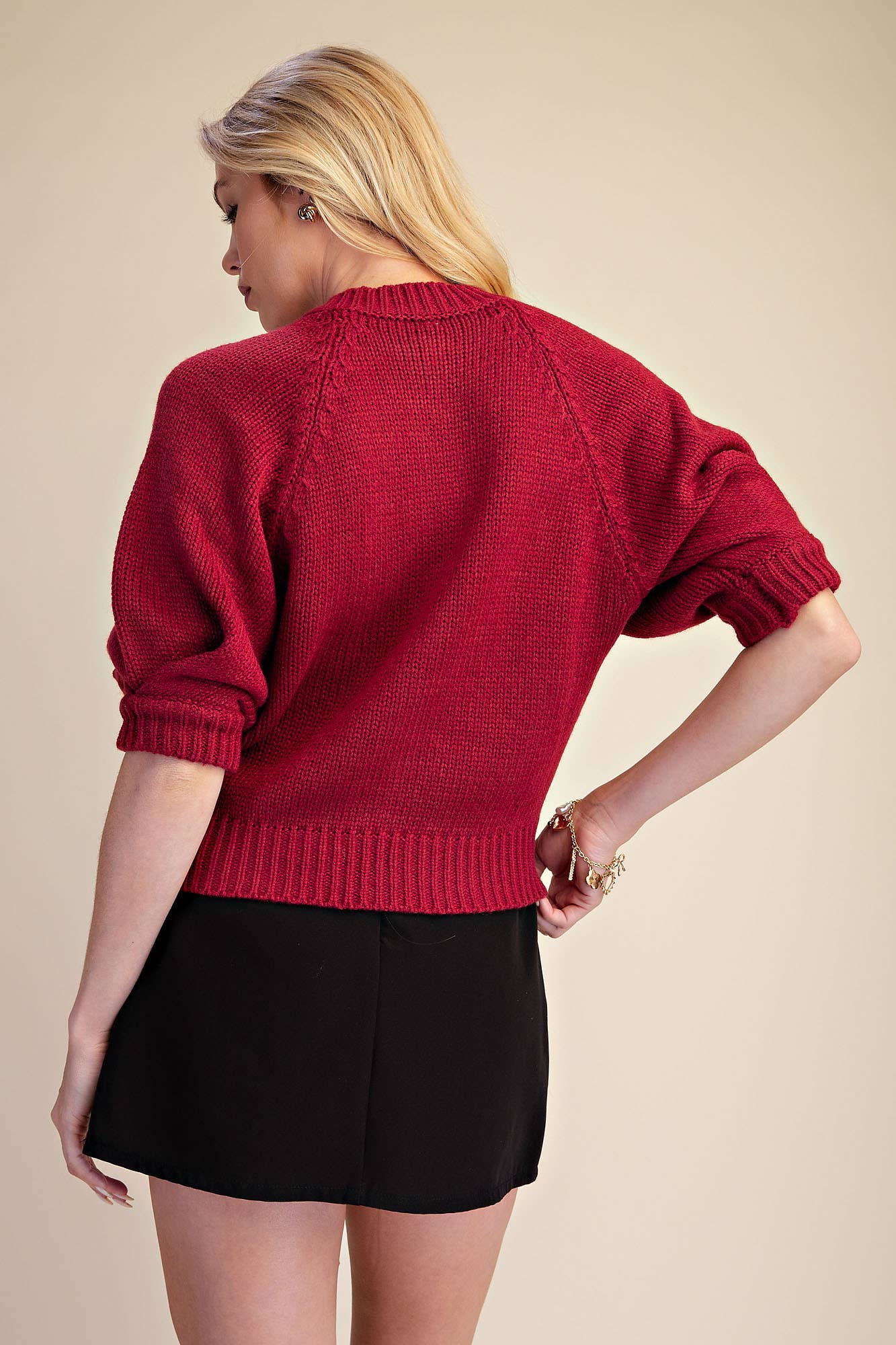 Glam - Puff Sleeve Sweater Cardigan