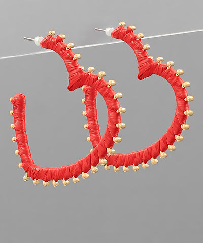 Rafia Heart Hoop Earrings