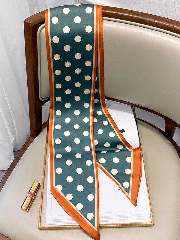 Sheer Trend - Vintage Polka-Dot Striped Printed Scarf