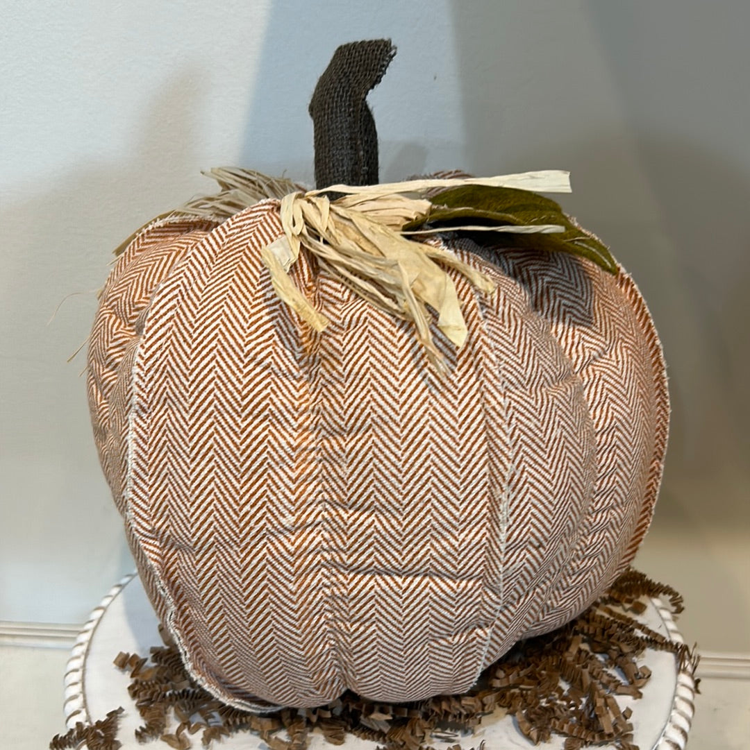 Orange chevron patterned large pumpkin.