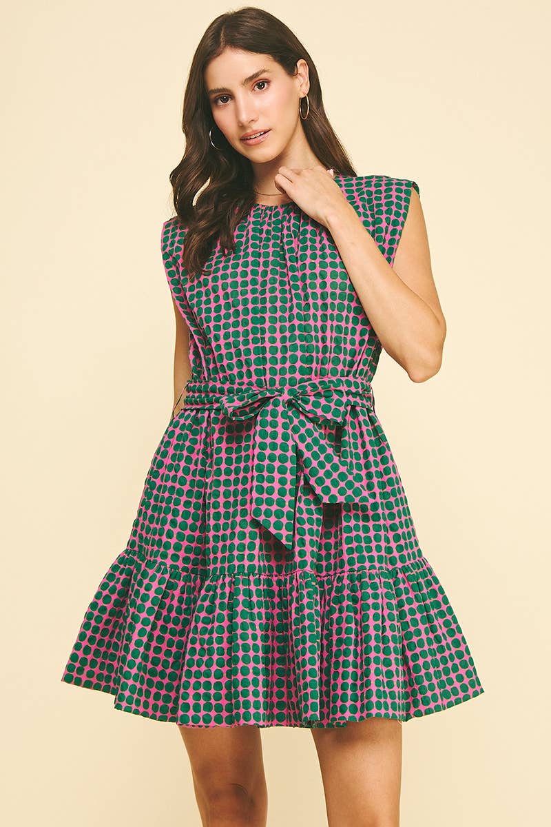 PINCH - MULTI-COLOR POLKA DOT TIERED MINI DRESS - 6867DA