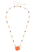 Clemson Logo Beaded Necklace
