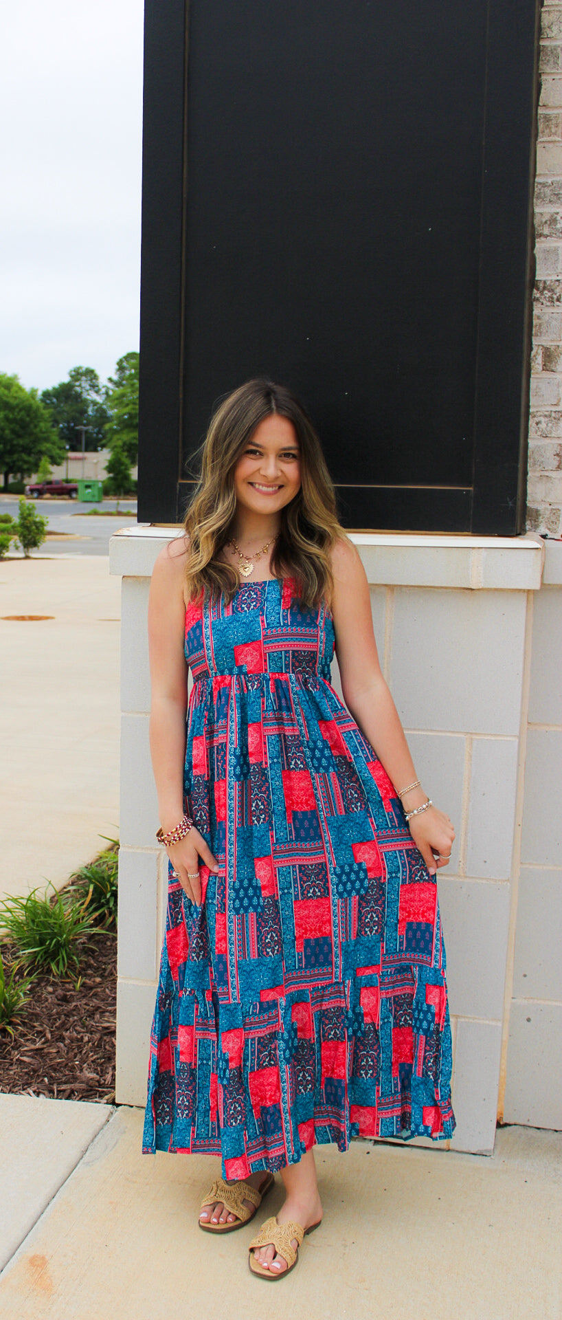 SS Tiered Bandanna Maxi Dress
