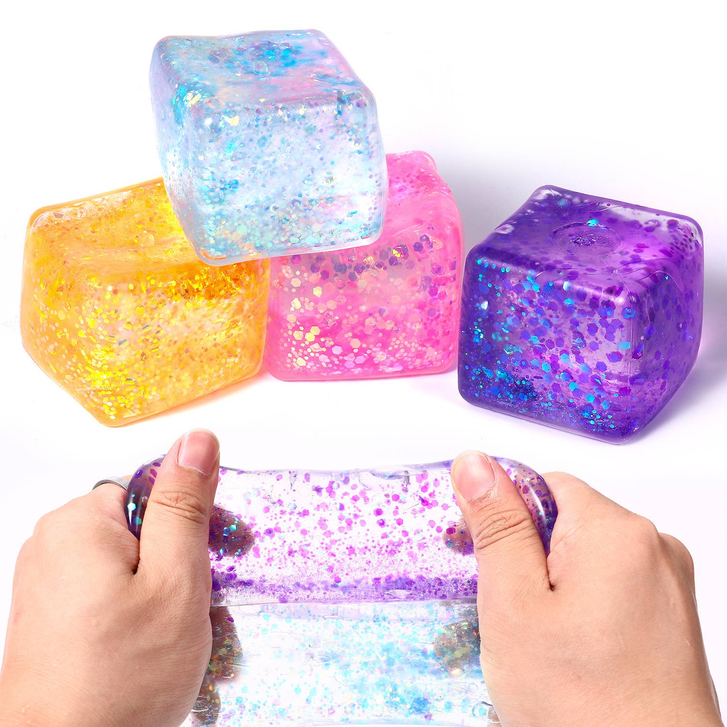 Eagle Crest Industries Inc. - Glitter Sugar Ice Cube Squeezy Stress Relief Toy