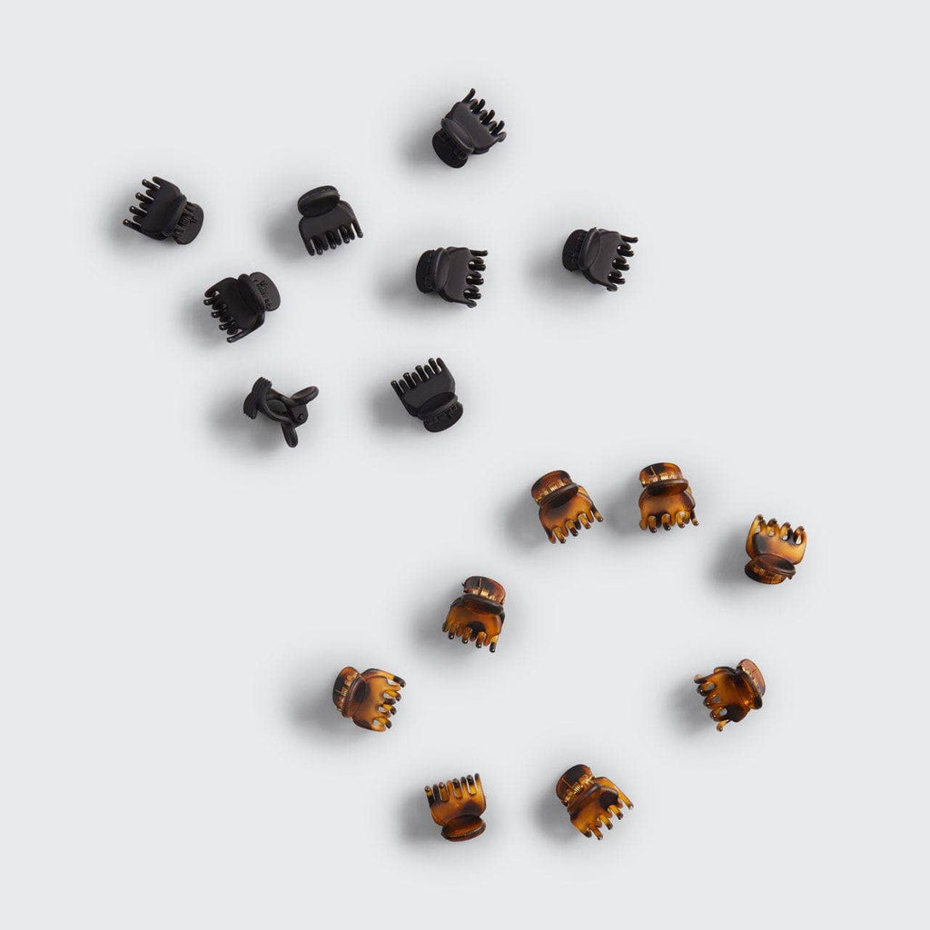 KITSCH - Recycled Plastic Micro Classic Claw Clips 16pcSet-Blk & Tort