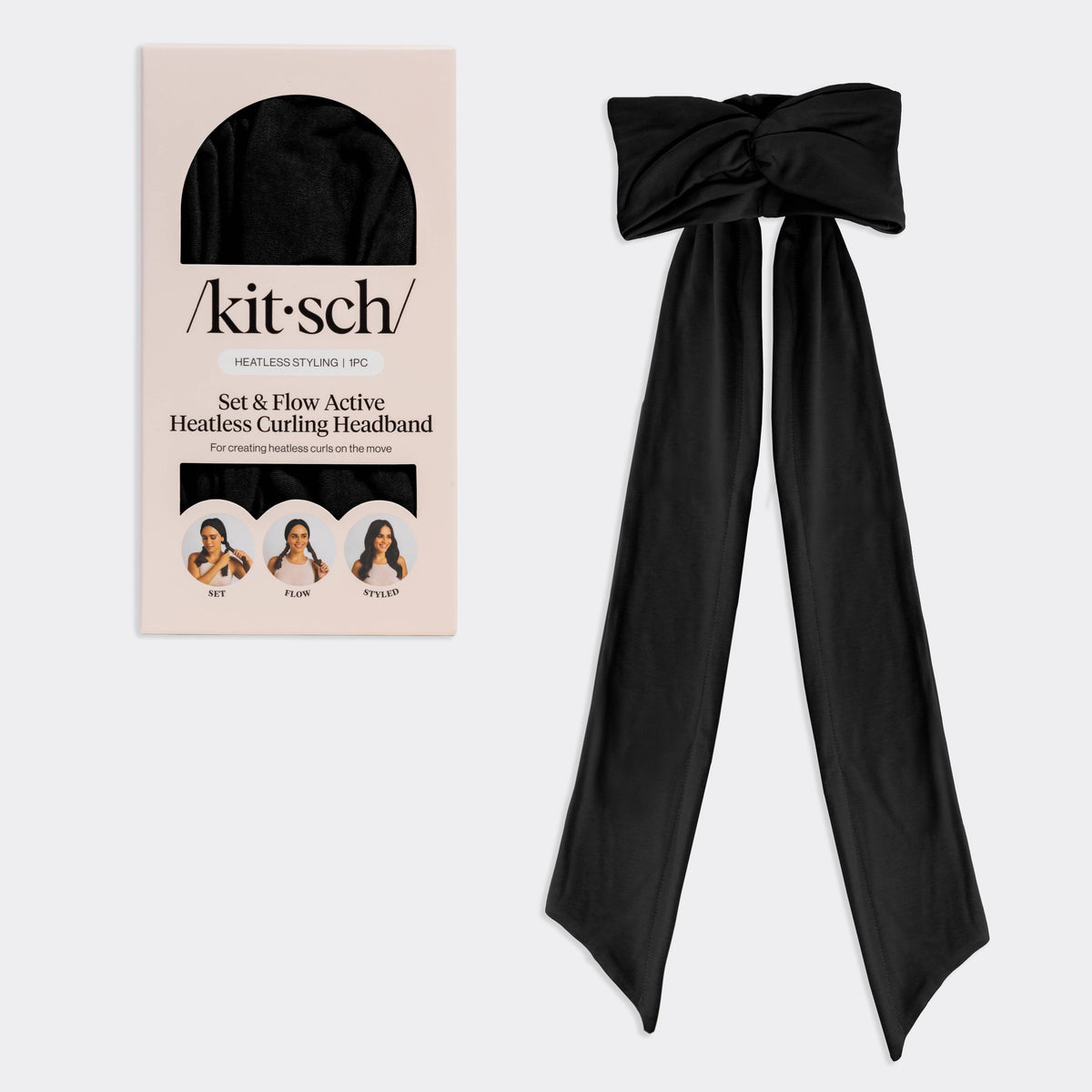 KITSCH - Set & Flow Heatless Curling Headband - Black