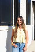 Striped Front Tie Peplum Top
