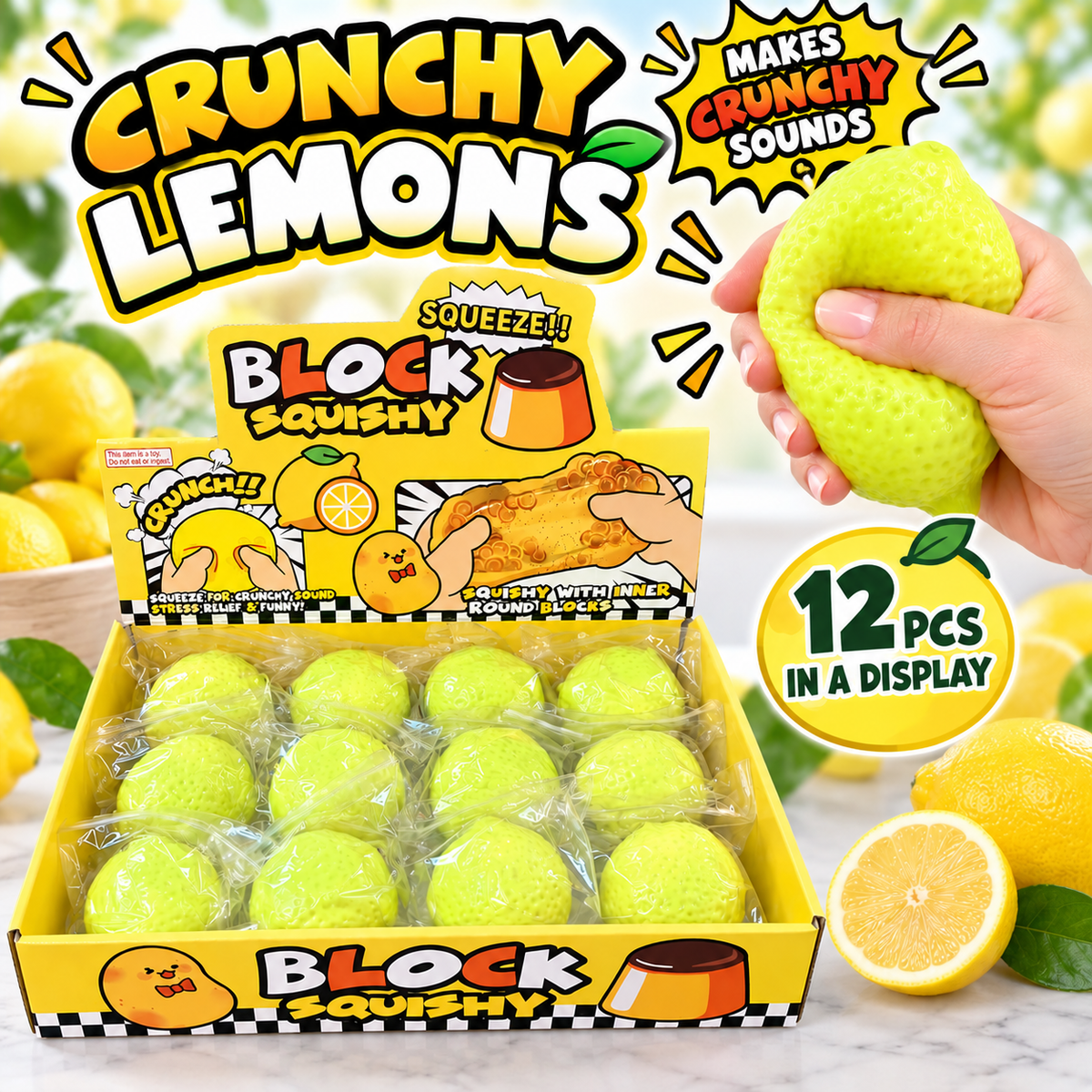 GS Wholesale (Formerly Known as Gypsy Soul) - Crunchy Lemon ASMR Squishy (Blocky Squishy)