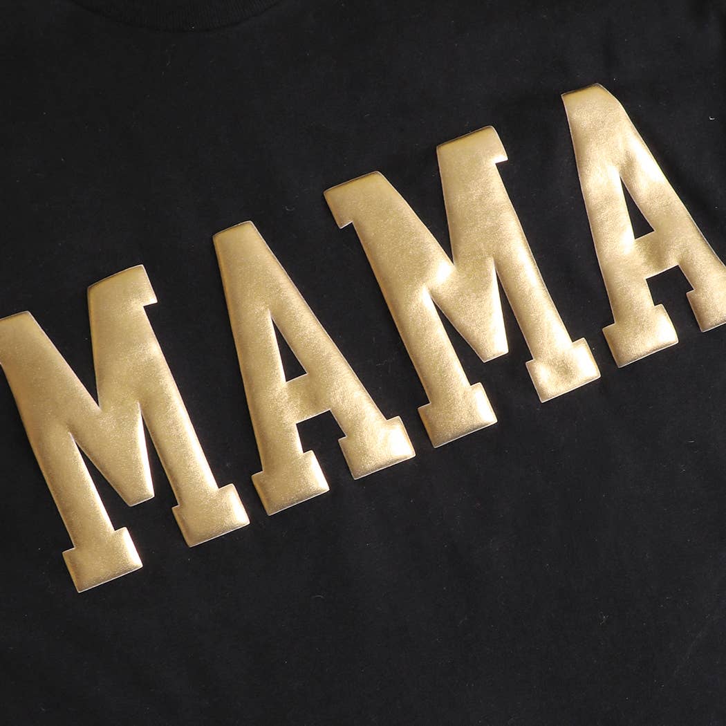 Fashion City - MAMA Puff & Gold Graphic Heavy Cotton T-Shirt