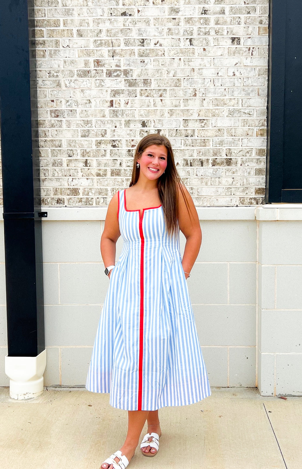 Bold Middle Striped Midi Dress