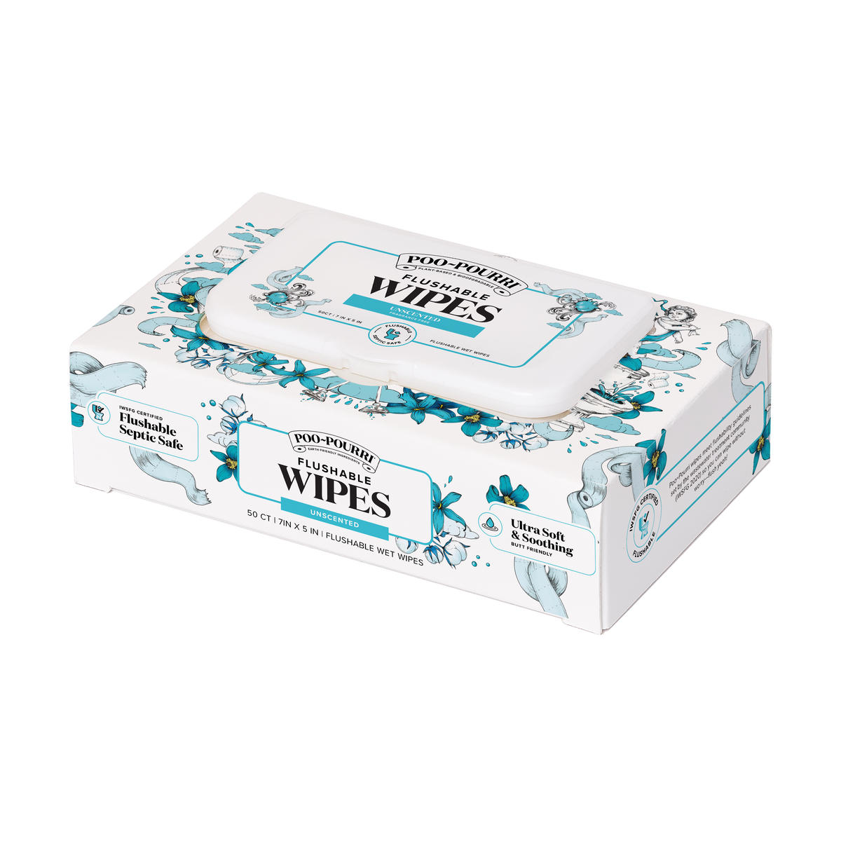 ~Pourri - Unscented Poo~Pourri Flushable Wipes 50ct, Single Packs