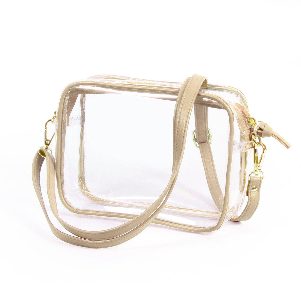 Desden - Bridget Clear Purse with Vegan Leather Trim and Straps - Gold